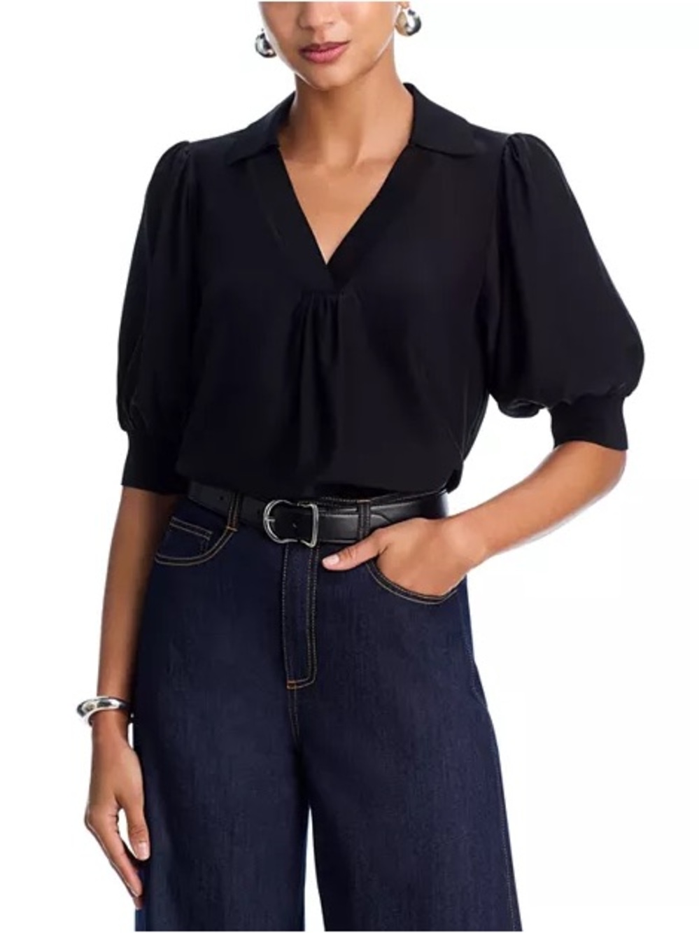 Cinq a Sept Weldon Collared Silk Blouse Size L